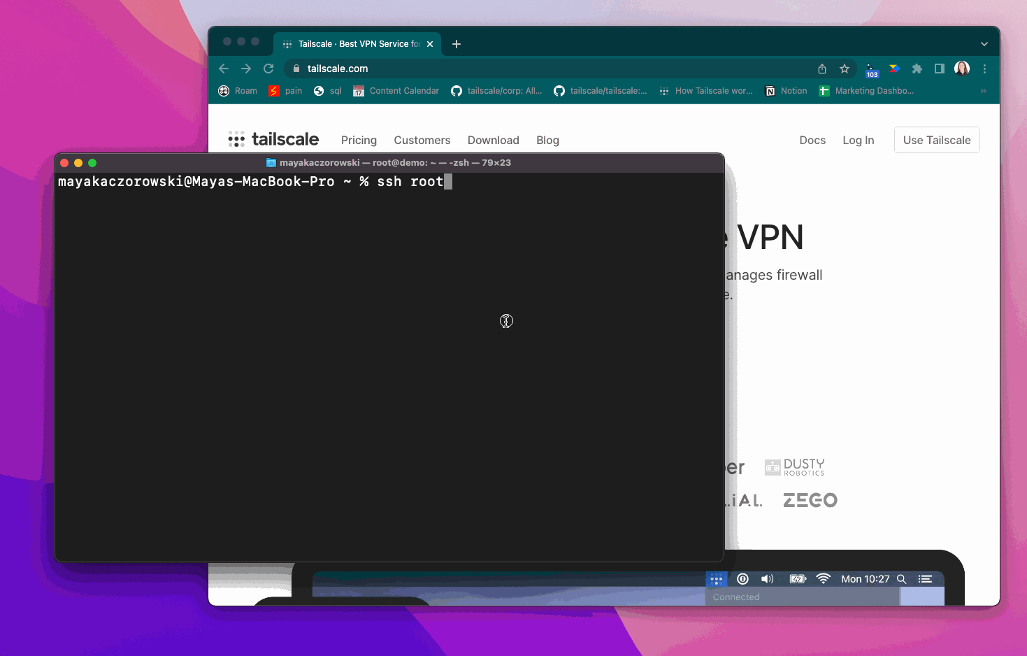 Animation of re-authenticaitng in the browser when using SSH to connect as a root user on the host demo.