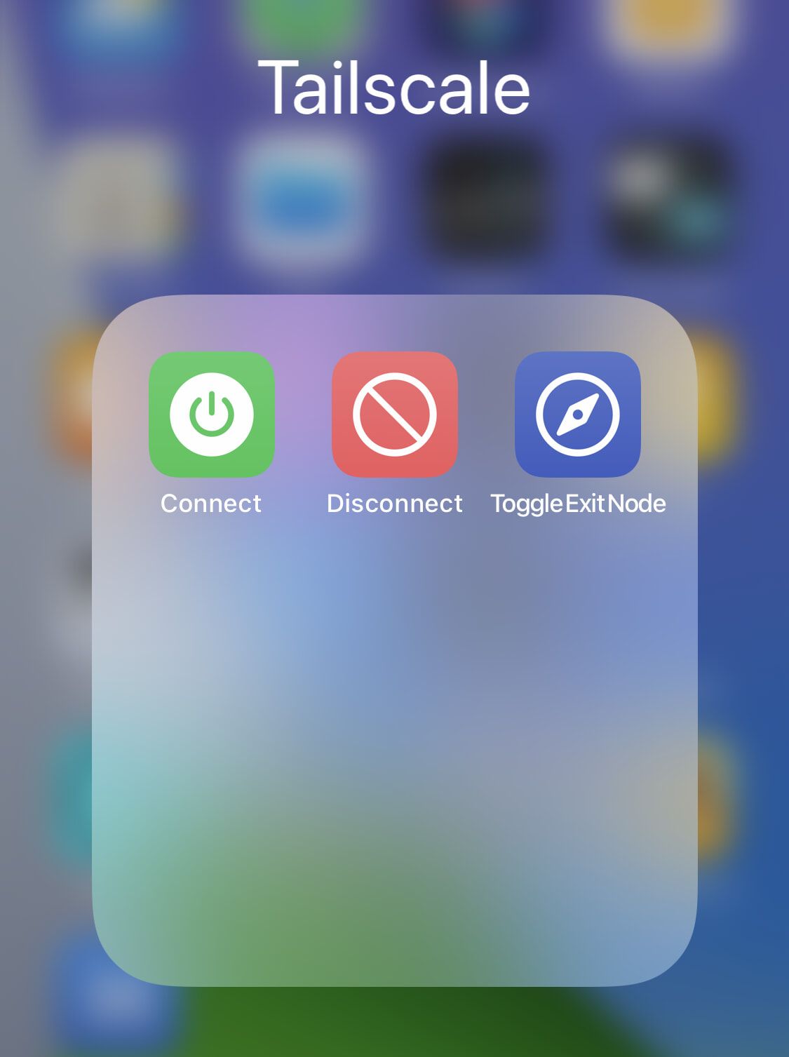 Tailscale shortcuts as home screen icon