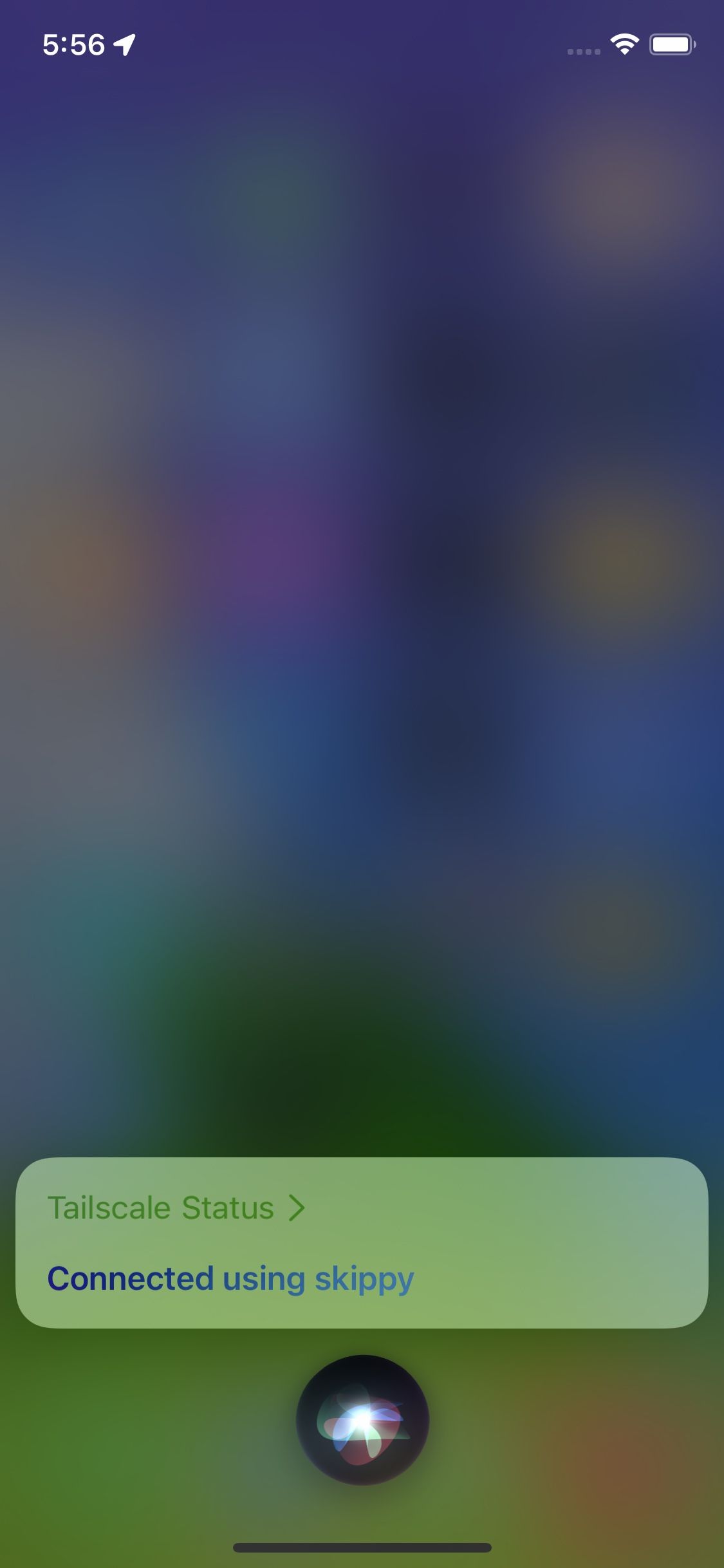 Siri output of the shortcut to speak the current Tailscale status