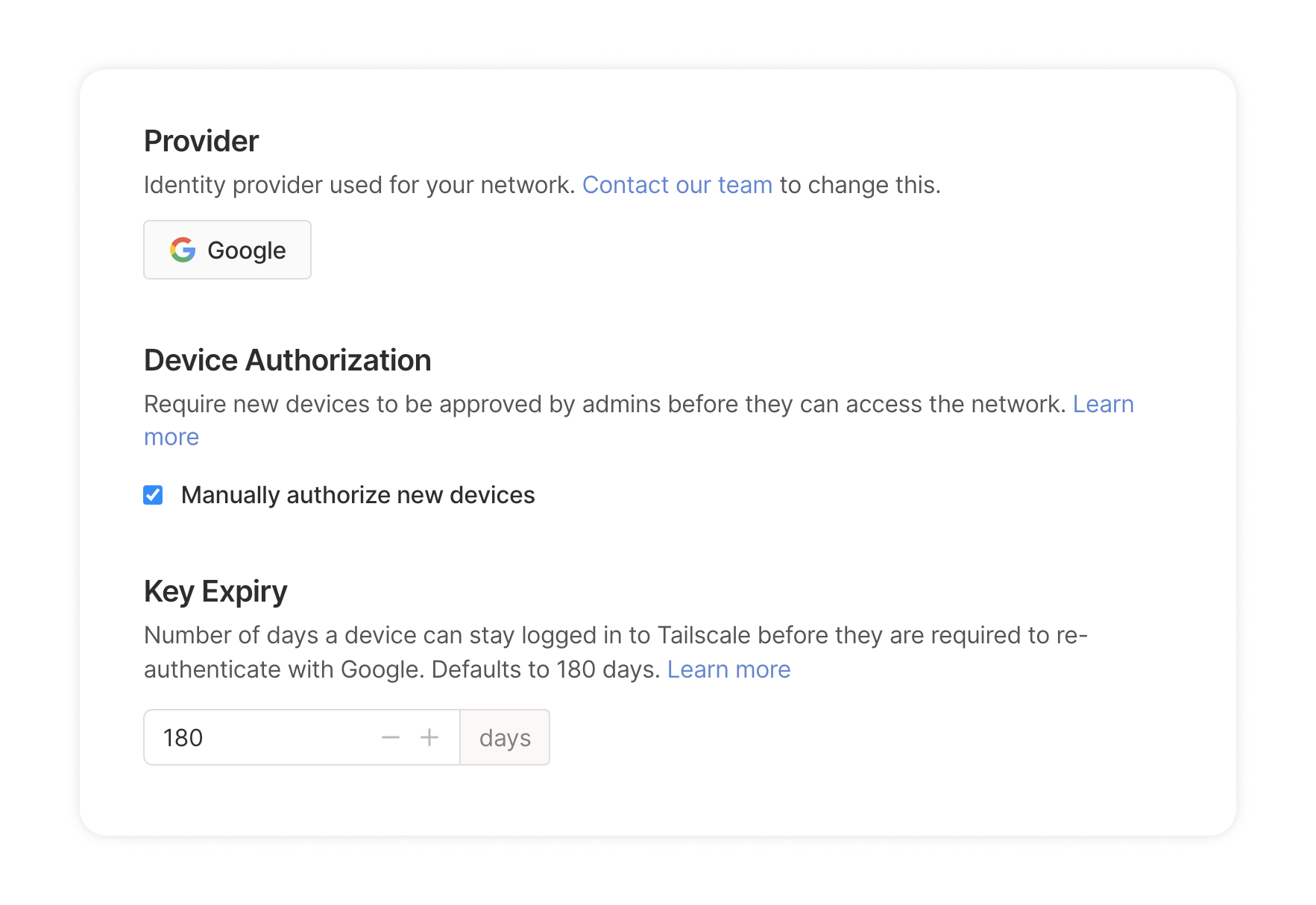 Authentication Settings in the admin console showing the new options.
