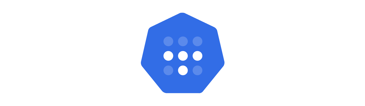 Blue graphic with white dots.